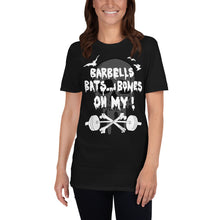 Load image into Gallery viewer, Barbells Bats and Bones Oh My! Unisex Tee